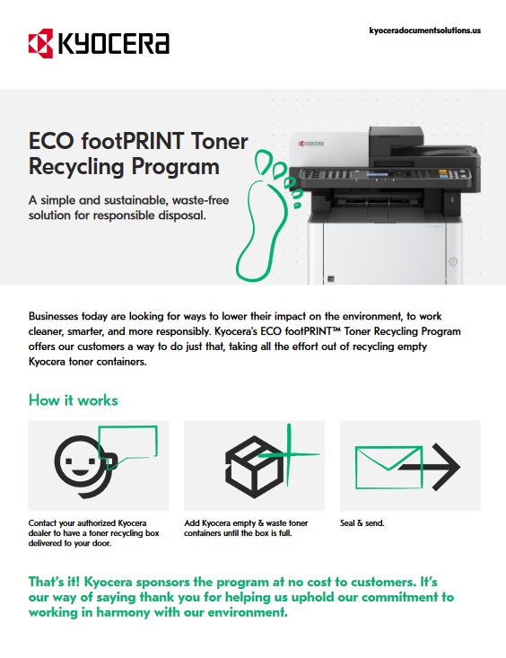 ECO FootPRINT, Kyocera, Enviroment, Reliable Copy Products