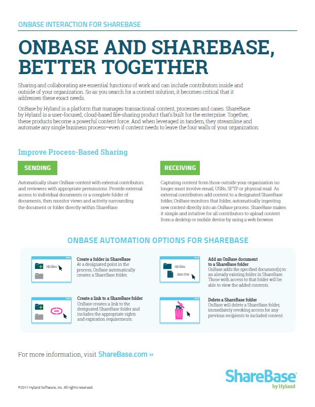 OnBase, ShareBase, Kyocera, Software, Document Management, Reliable Copy Products