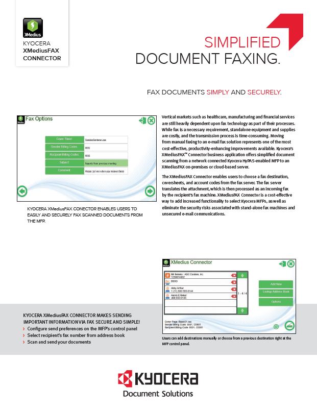 Kyocera, Software, Document Management, Xmediusfax Connector, Reliable Copy Products