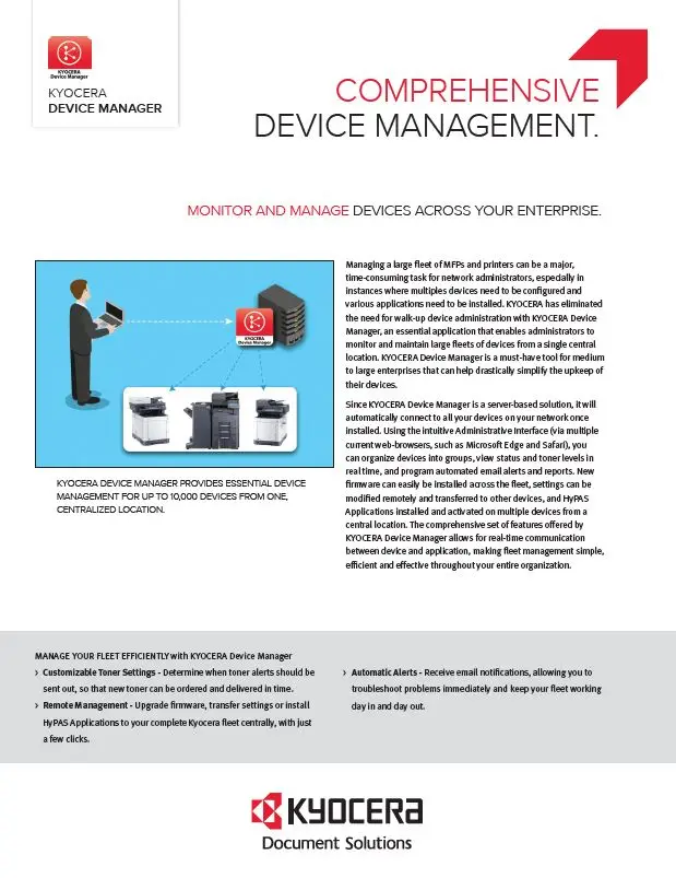 Kyocera, Software, Network Device Management, Kyocera, Device Manager, Reliable Copy Products